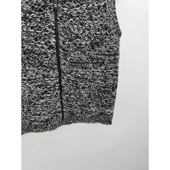 Eileen Fisher Sweater Vest Women PP Black White Yak Merino Wool Full Zip Knit - Picture 3 of 7